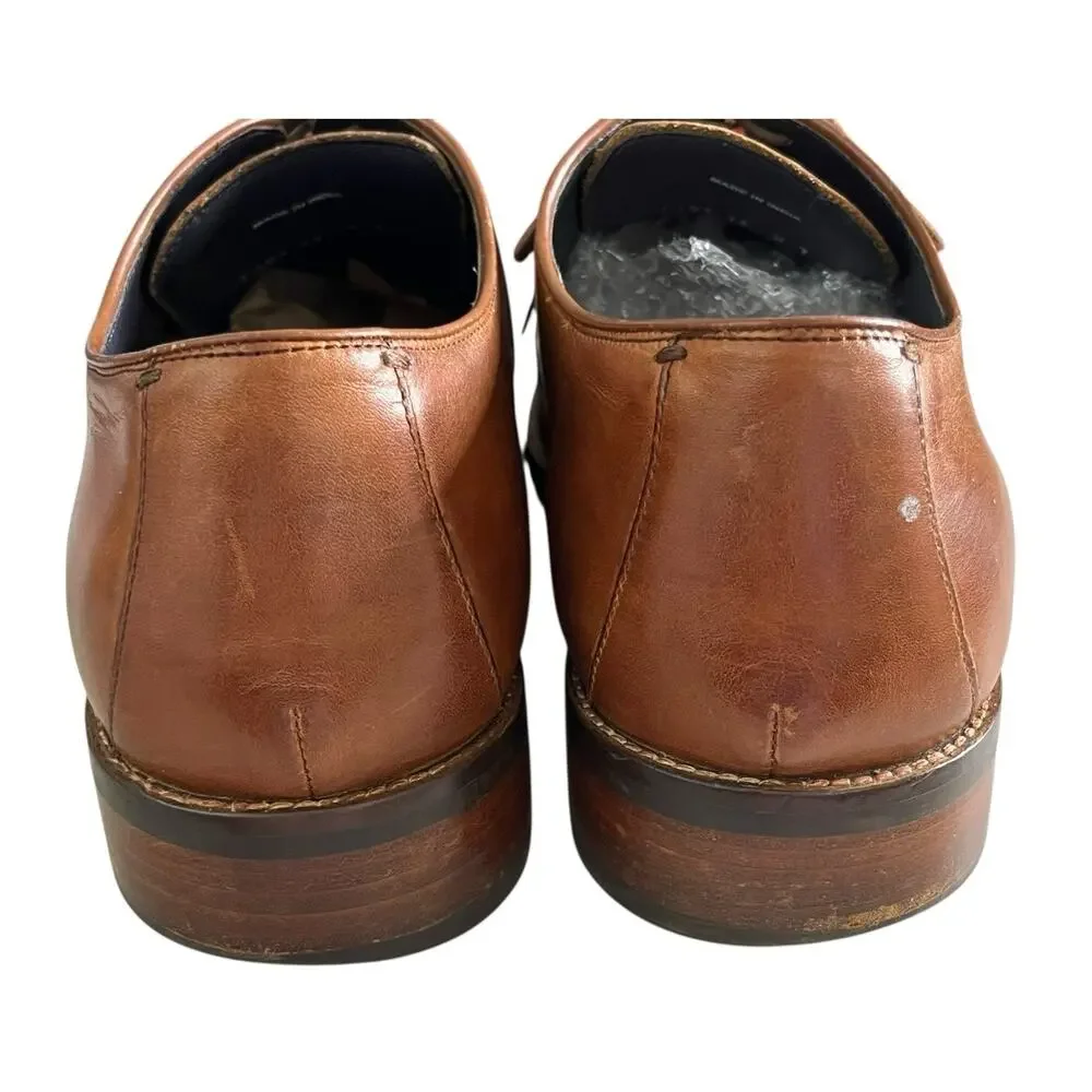 Cole Haan Grand.OS Lenox Hill Leather Dress Shoe Sz 13 Wide Cognac Cap Toe Derby